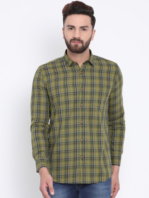 

Richlook Men Green & Blue Slim Fit Checked Casual Shirt