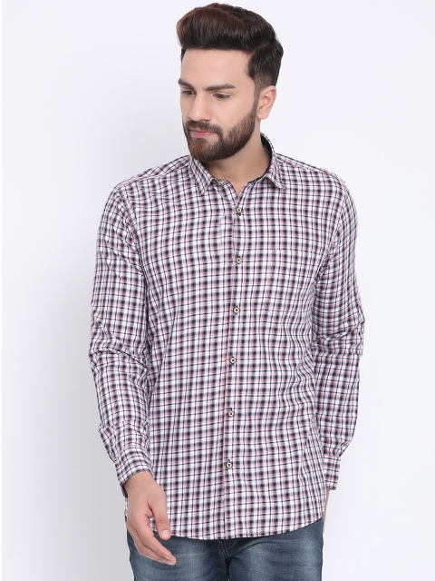 

Richlook Men White & Pink Slim Fit Checked Casual Shirt