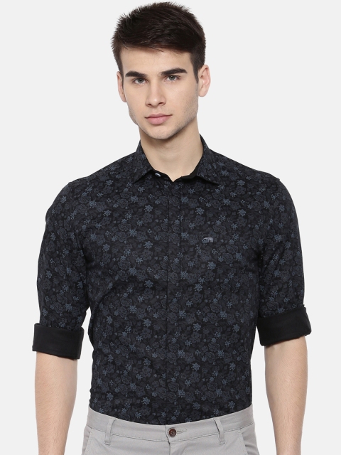 THE BEAR HOUSE Men Black Club Slim Fit Printed Formal Shirt