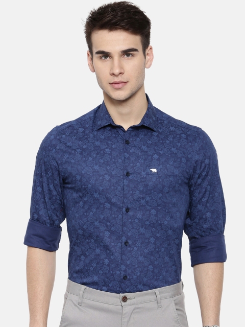 

THE BEAR HOUSE Men Blue Club Slim Fit Printed Formal Shirt