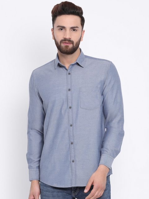 

Richlook Men Blue Slim Fit Self Design Casual Shirt