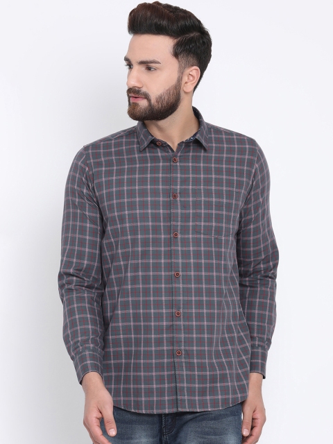 

Richlook Men Grey & Red Slim Fit Checked Casual Shirt