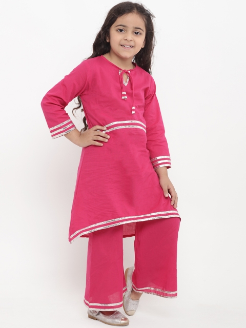 

Bitiya by Bhama Girls Pink Striped Kurti with Palazzos