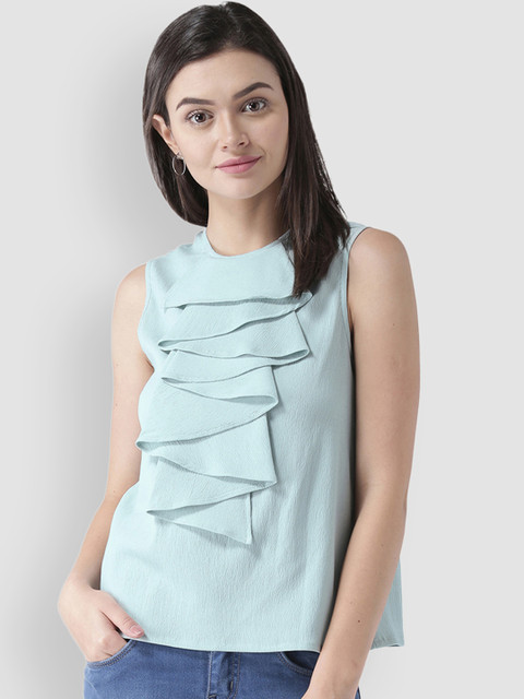 

LA LOFT Women Sea Green Solid Top