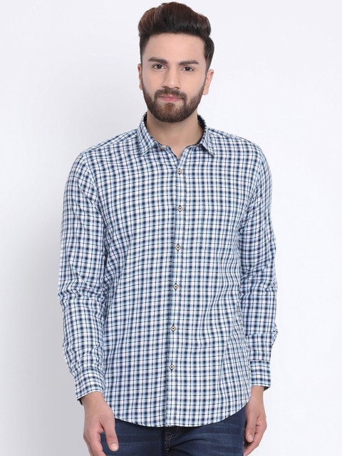 

Richlook Men Blue & White Slim Fit Checked Casual Shirt