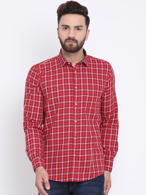 

Richlook Men Red & White Slim Fit Checked Casual Shirt