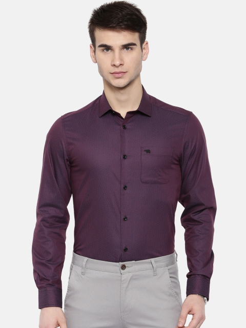 

THE BEAR HOUSE Men Purple Club Slim Fit Printed Semiformal Shirt