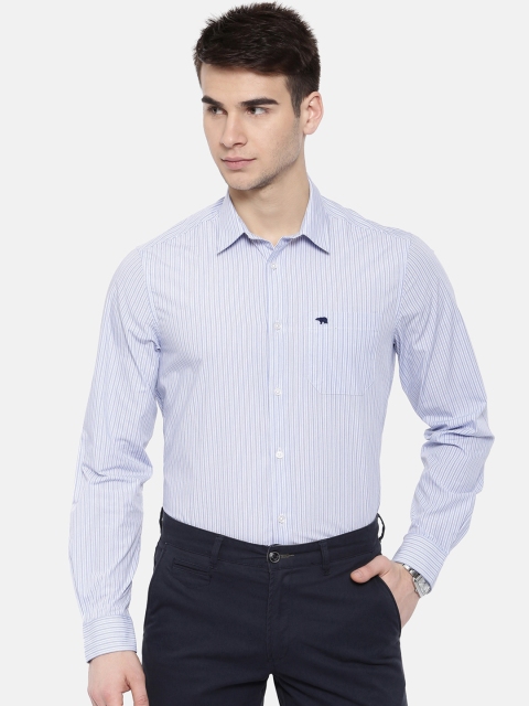 

THE BEAR HOUSE Men Blue Club Slim Fit Striped Formal Shirt