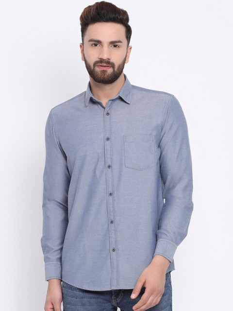 

Richlook Men Navy Blue Slim Fit Self Design Casual Shirt