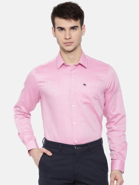 

THE BEAR HOUSE Men Pink Club Slim Fit Self Design Formal Shirt