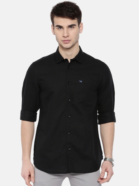 

THE BEAR HOUSE Men Black Club Slim Fit Solid Casual Shirt
