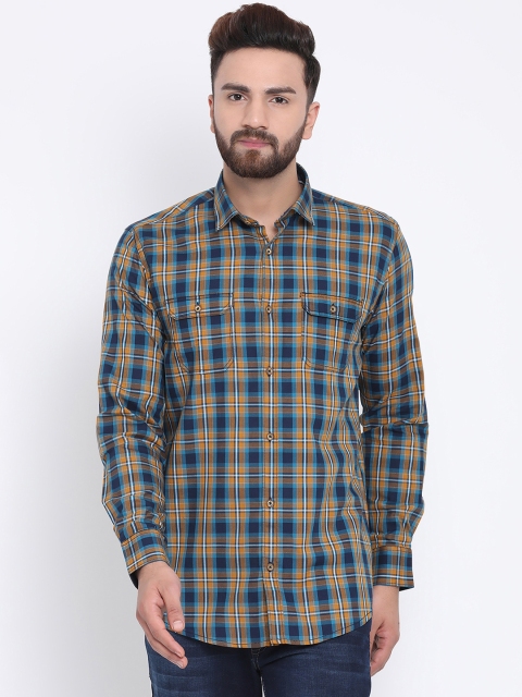 

Richlook Men Blue & Brown Slim Fit Checked Casual Shirt