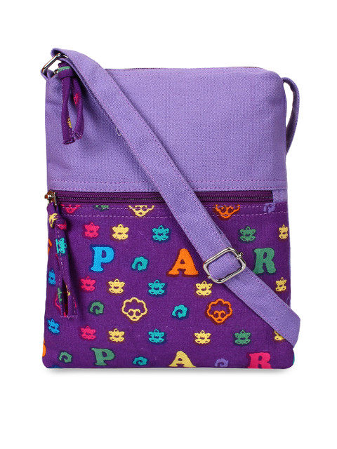 

Anekaant Purple & Blue Printed Sling Bag