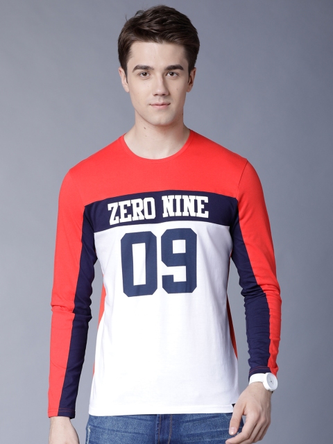 LOCOMOTIVE Men Blue & Red Printed Round Neck T-shirt