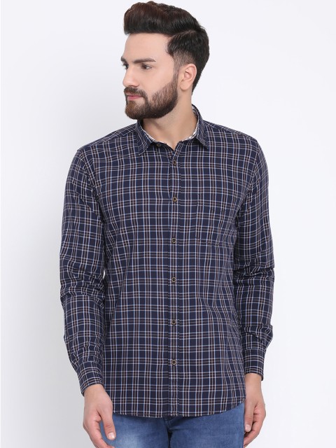 

Richlook Men Navy Blue Slim Fit Checked Casual Shirt