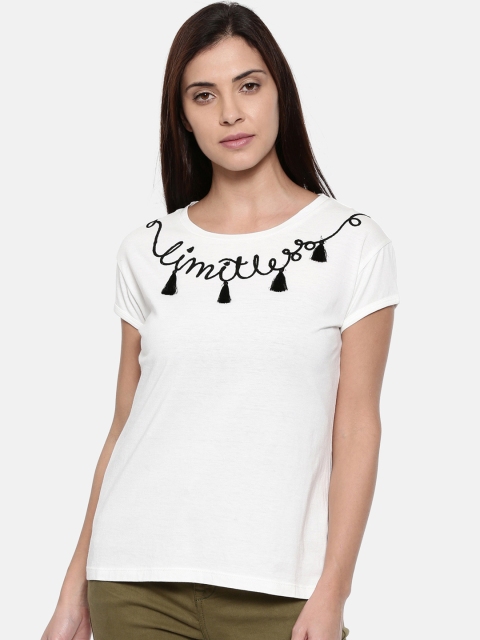 

Chumbak Women Off-White Embroidered Top