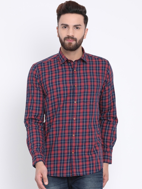 

Richlook Men Navy Blue Slim Fit Checked Casual Shirt