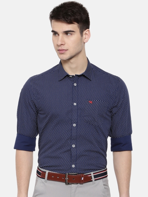 

THE BEAR HOUSE Men Blue Club Slim Fit Printed Semiformal Shirt