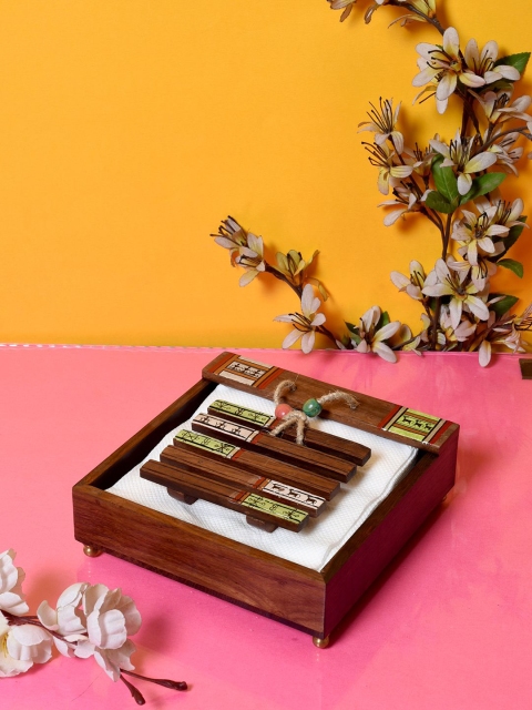 

Unravel India Brown Solid Wood Set