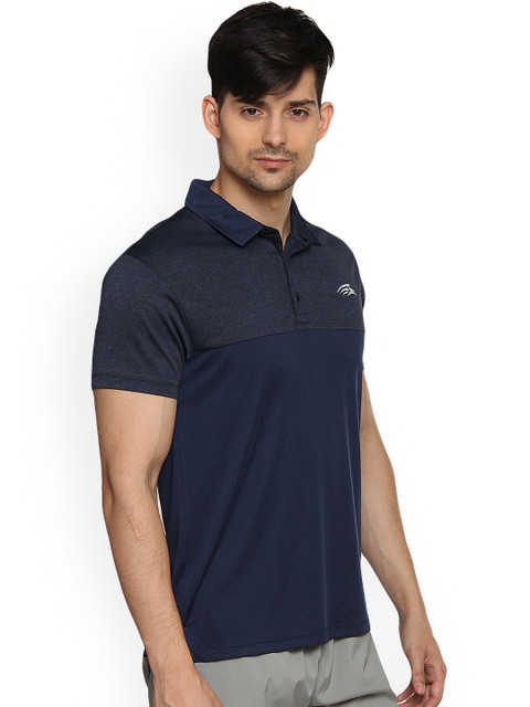 

PERF Men Navy Blue Solid Polo Collar T-shirt