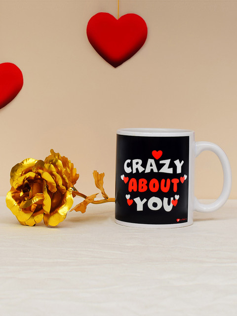 

Archies Love Gifts Valentines Day Special Mug and Gold -Coloured Rose, Multi