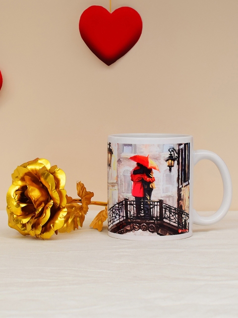 

Archies Multicoloured Printed Ceramic Set Mug with Golden Rose, Multi