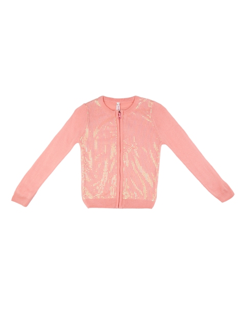 

CHALK by Pantaloons Girls Peach-Coloured Self Design Front-Open