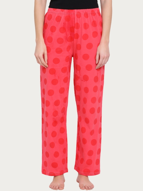 

Clovia Women Red Polka Dot Printed Pyjamas LB0169P09L, Maroon