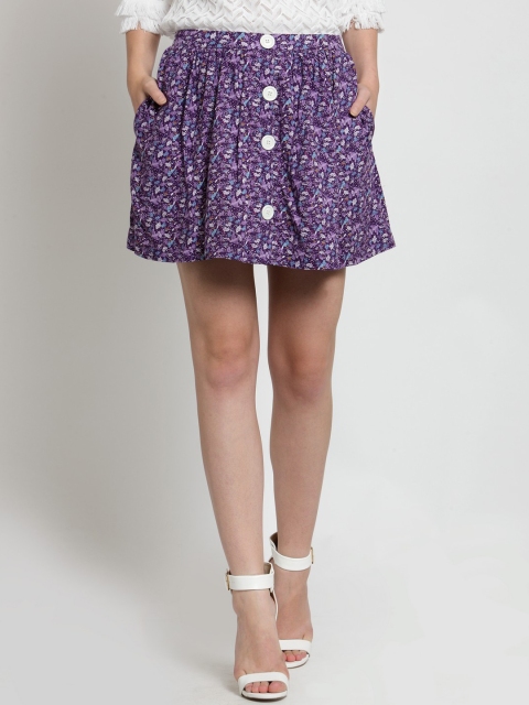 

Sera Women Purple Printed Flared Mini Skirt