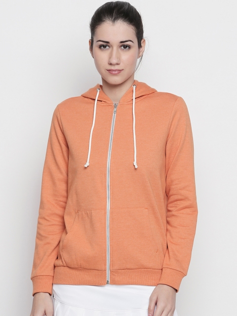 

Ajile by Pantaloons Women Mustard Orange Solid Hooded Sweatshirt