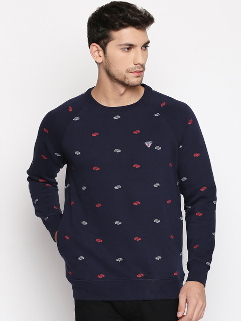 

BYFORD by Pantaloons Men Navy Blue Printed Sweatshirt