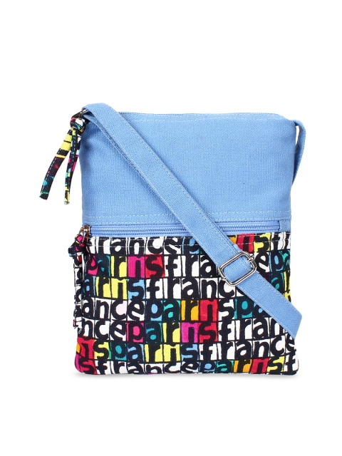 

Anekaant Blue & Black Printed Sling Bag