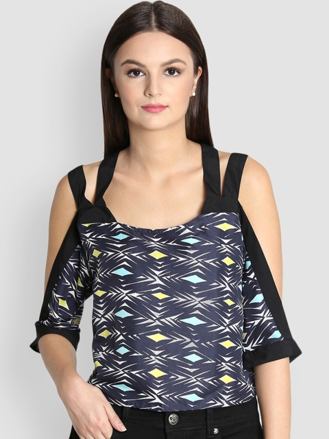 

LA LOFT Women Black Printed Top