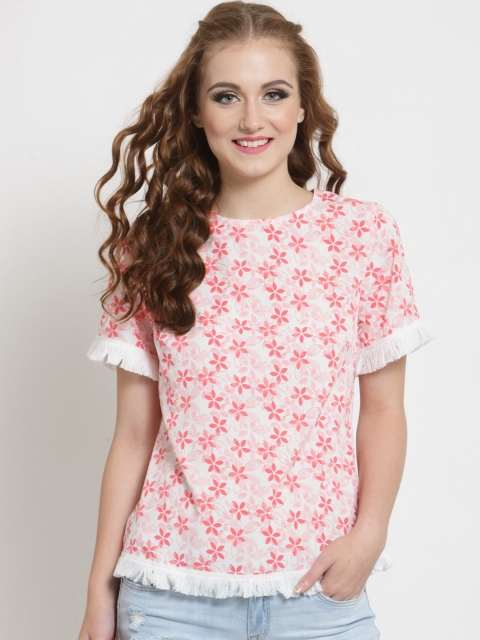 

Sera Women Off-White & Pink Printed Top