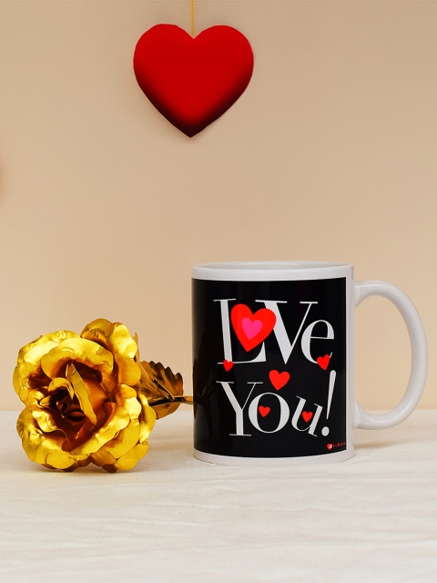 

Archies Love Gifts Valentines Day Special Mug and Gold -Coloured Rose, Multi