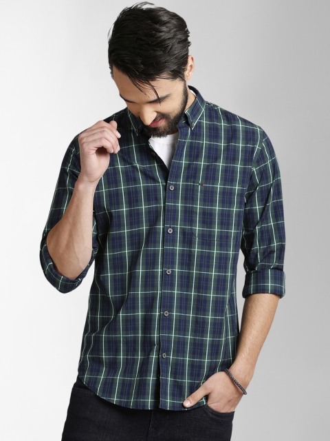 

Peter England Casuals Men Green Slim Fit Checked Casual Shirt