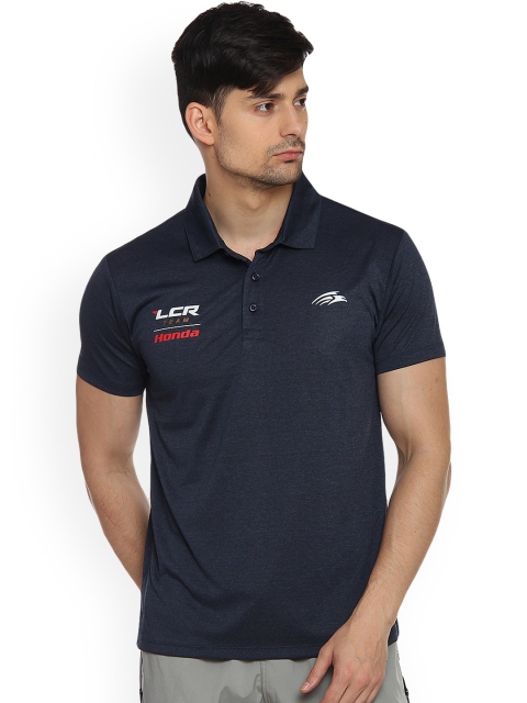 

PERF Men Navy Blue Solid Polo Collar T-shirt