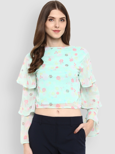 

LA LOFT Women Sea Green Printed Top
