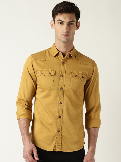 

Blue Saint Men Mustard Slim Fit Solid Casual Shirt