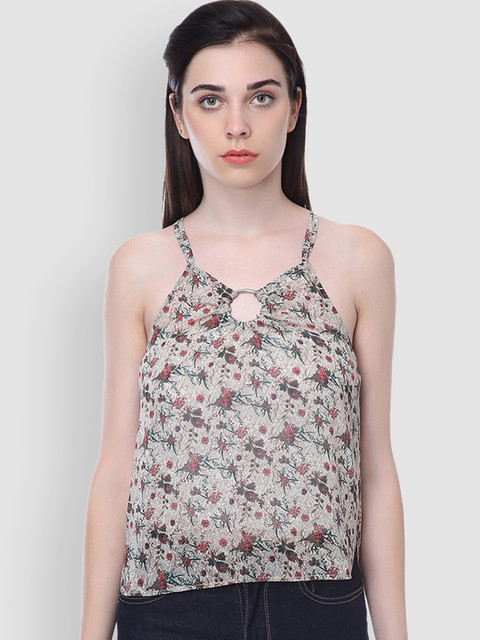 

LA LOFT Women Beige Printed Top