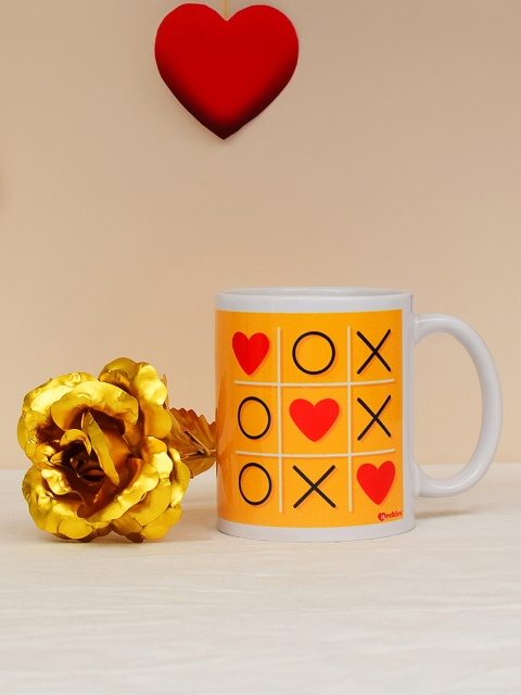 

Archies Love Gifts Multicoloured Printed Ceramic Set Mug with Golden Rose, Multi