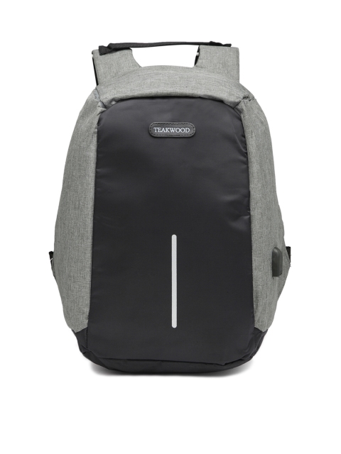 

Teakwood Leathers Grey & Black Colourblocked Backpack