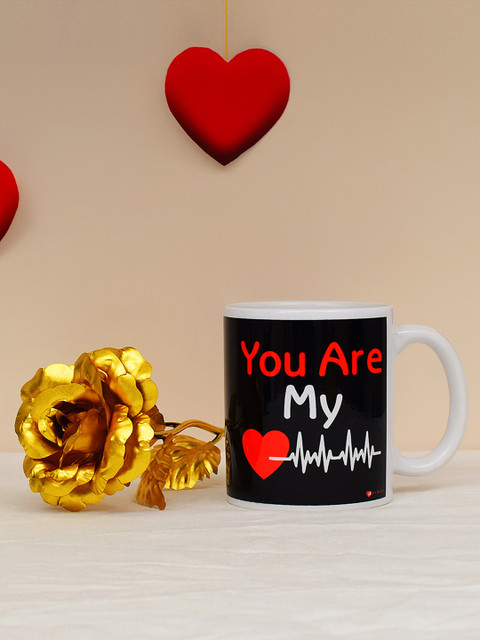 

Archies Love Gifts Valentines Day Special Mug and Gold -Coloured Rose, Multi