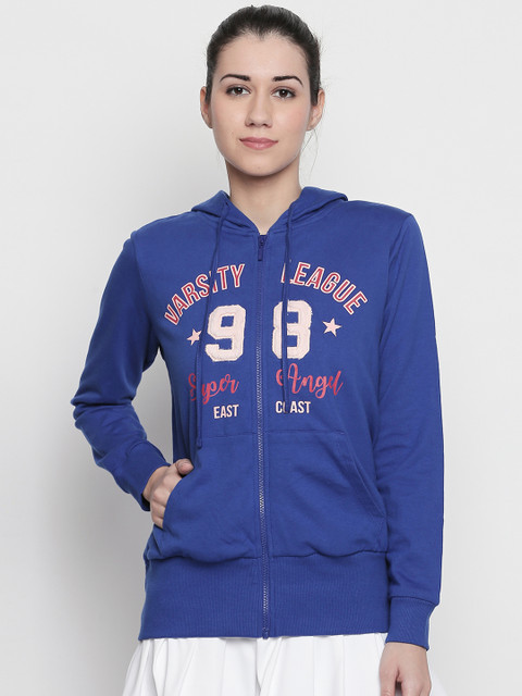 

Ajile by Pantaloons Blue Printed Hooded Sweatshirt