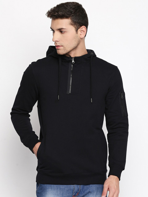 

SF JEANS by Pantaloons Men Black Solid Hooded Sweatshirt