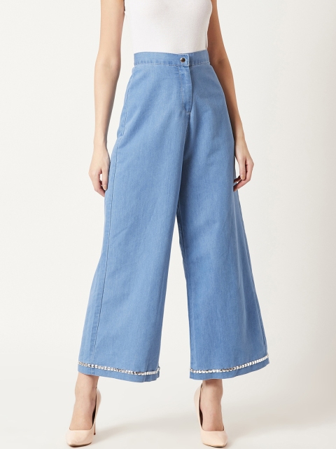 

Miss Chase Women Blue Regular Fit Solid Denim Culottes