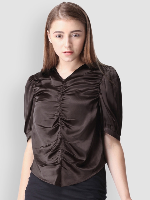 

LA LOFT Women Brown Solid Top