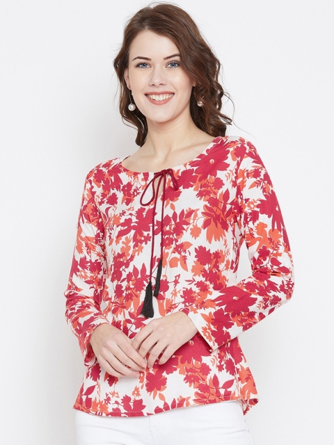 

The Dry State Women White Floral Print A-Line Top