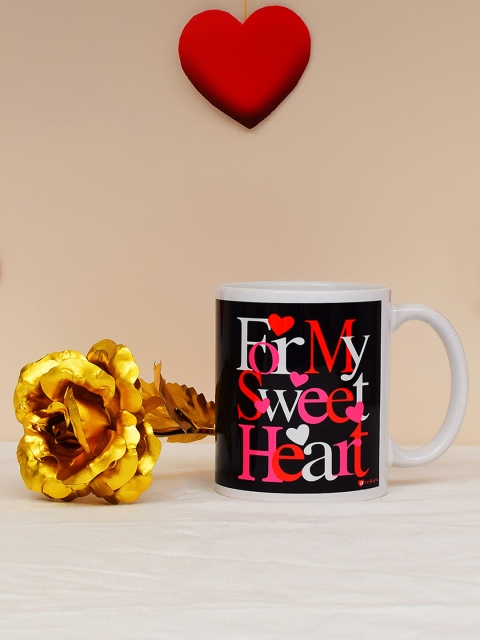 

Archies Love Gifts Valentines Day Special Mug and Gold -Coloured Rose, Multi
