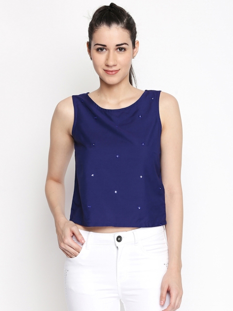 

AKKRITI BY PANTALOONS Women Blue Self Design Top